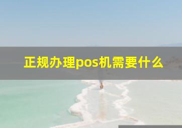 正规办理pos机需要什么