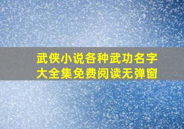 武侠小说各种武功名字大全集免费阅读无弹窗