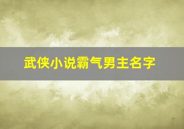 武侠小说霸气男主名字