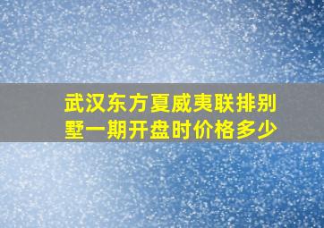 武汉东方夏威夷联排别墅一期开盘时价格多少