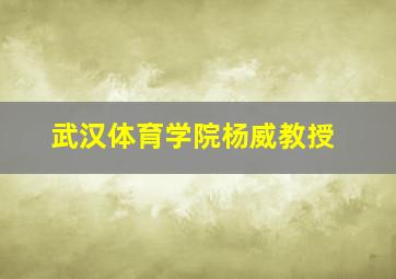 武汉体育学院杨威教授