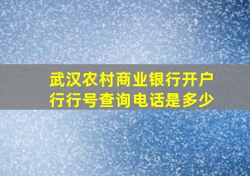 武汉农村商业银行开户行行号查询电话是多少