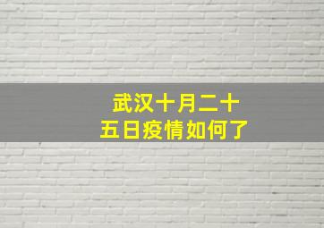 武汉十月二十五日疫情如何了