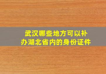 武汉哪些地方可以补办湖北省内的身份证件