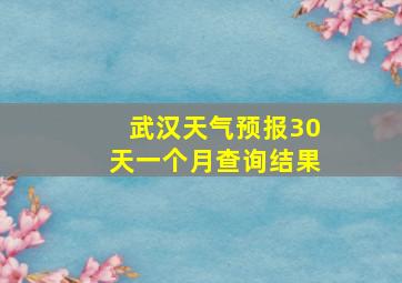 武汉天气预报30天一个月查询结果