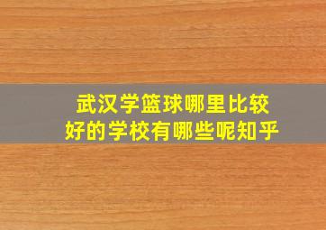 武汉学篮球哪里比较好的学校有哪些呢知乎