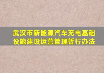 武汉市新能源汽车充电基础设施建设运营管理暂行办法