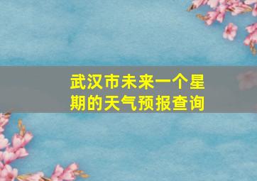 武汉市未来一个星期的天气预报查询