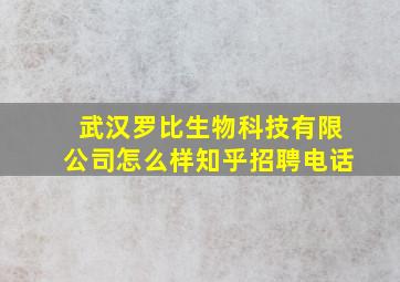 武汉罗比生物科技有限公司怎么样知乎招聘电话