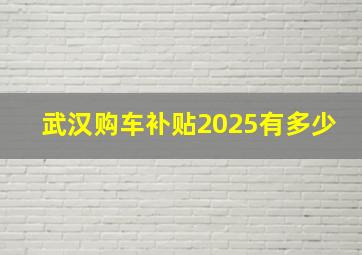 武汉购车补贴2025有多少