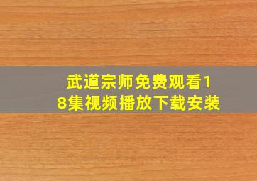 武道宗师免费观看18集视频播放下载安装