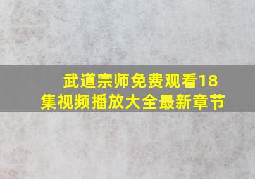 武道宗师免费观看18集视频播放大全最新章节