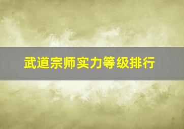 武道宗师实力等级排行