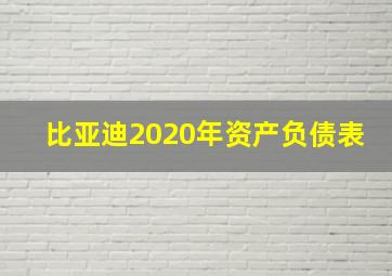 比亚迪2020年资产负债表