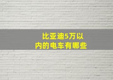 比亚迪5万以内的电车有哪些