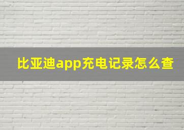 比亚迪app充电记录怎么查