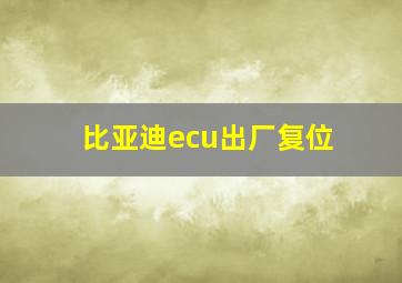 比亚迪ecu出厂复位