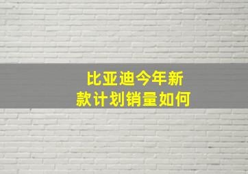 比亚迪今年新款计划销量如何