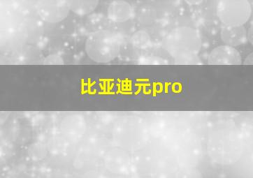 比亚迪元pro