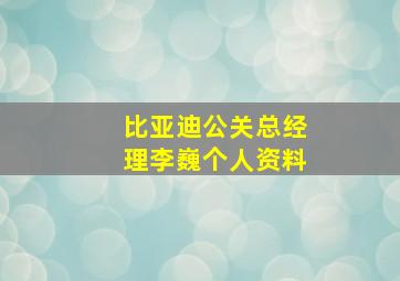 比亚迪公关总经理李巍个人资料