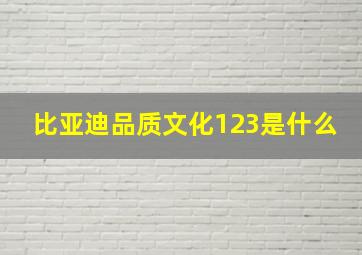 比亚迪品质文化123是什么