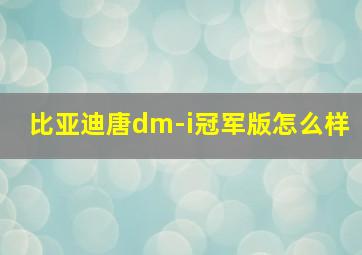 比亚迪唐dm-i冠军版怎么样