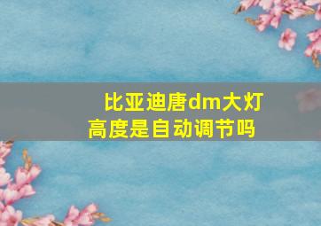 比亚迪唐dm大灯高度是自动调节吗