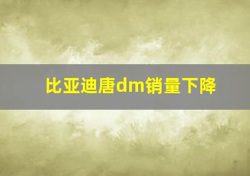 比亚迪唐dm销量下降