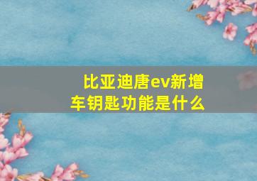 比亚迪唐ev新增车钥匙功能是什么