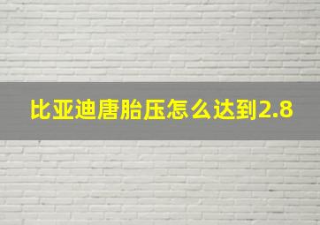 比亚迪唐胎压怎么达到2.8