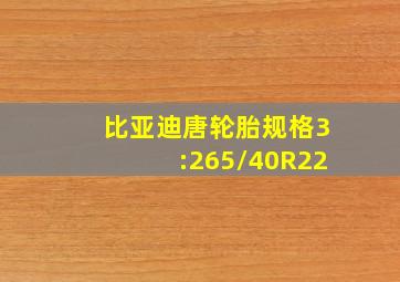 比亚迪唐轮胎规格3:265/40R22