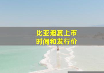 比亚迪夏上市时间和发行价