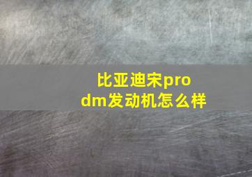 比亚迪宋prodm发动机怎么样