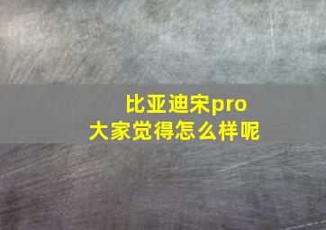 比亚迪宋pro大家觉得怎么样呢