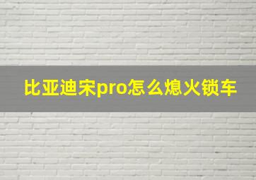 比亚迪宋pro怎么熄火锁车