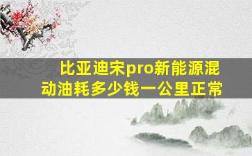 比亚迪宋pro新能源混动油耗多少钱一公里正常