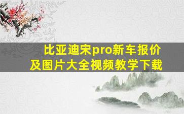 比亚迪宋pro新车报价及图片大全视频教学下载