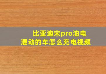 比亚迪宋pro油电混动的车怎么充电视频