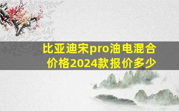 比亚迪宋pro油电混合价格2024款报价多少