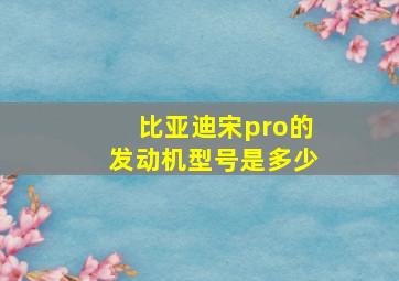 比亚迪宋pro的发动机型号是多少