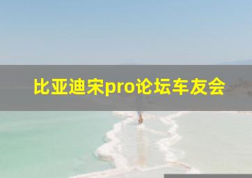 比亚迪宋pro论坛车友会