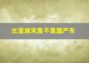 比亚迪宋是不是国产车