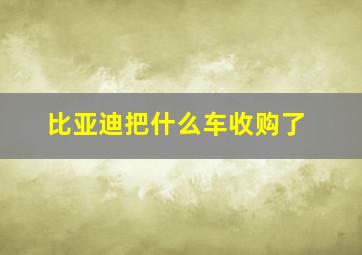 比亚迪把什么车收购了