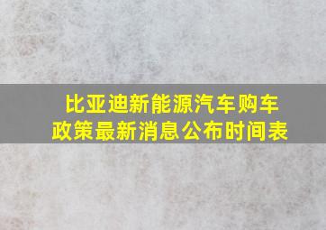 比亚迪新能源汽车购车政策最新消息公布时间表