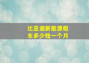 比亚迪新能源租车多少钱一个月