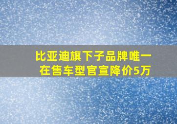 比亚迪旗下子品牌唯一在售车型官宣降价5万