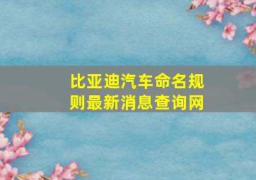 比亚迪汽车命名规则最新消息查询网