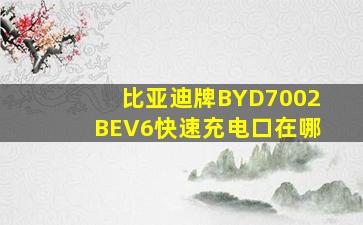 比亚迪牌BYD7002BEV6快速充电口在哪