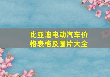 比亚迪电动汽车价格表格及图片大全