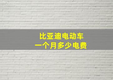 比亚迪电动车一个月多少电费